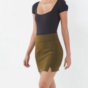 Urban Outfitters Olive Green Notched Mini Skirt Sz S